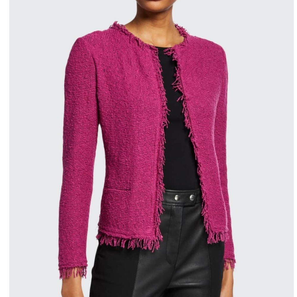 Iro Shavani Boucle Fringe Jacket Fuchsia Fr sz 34